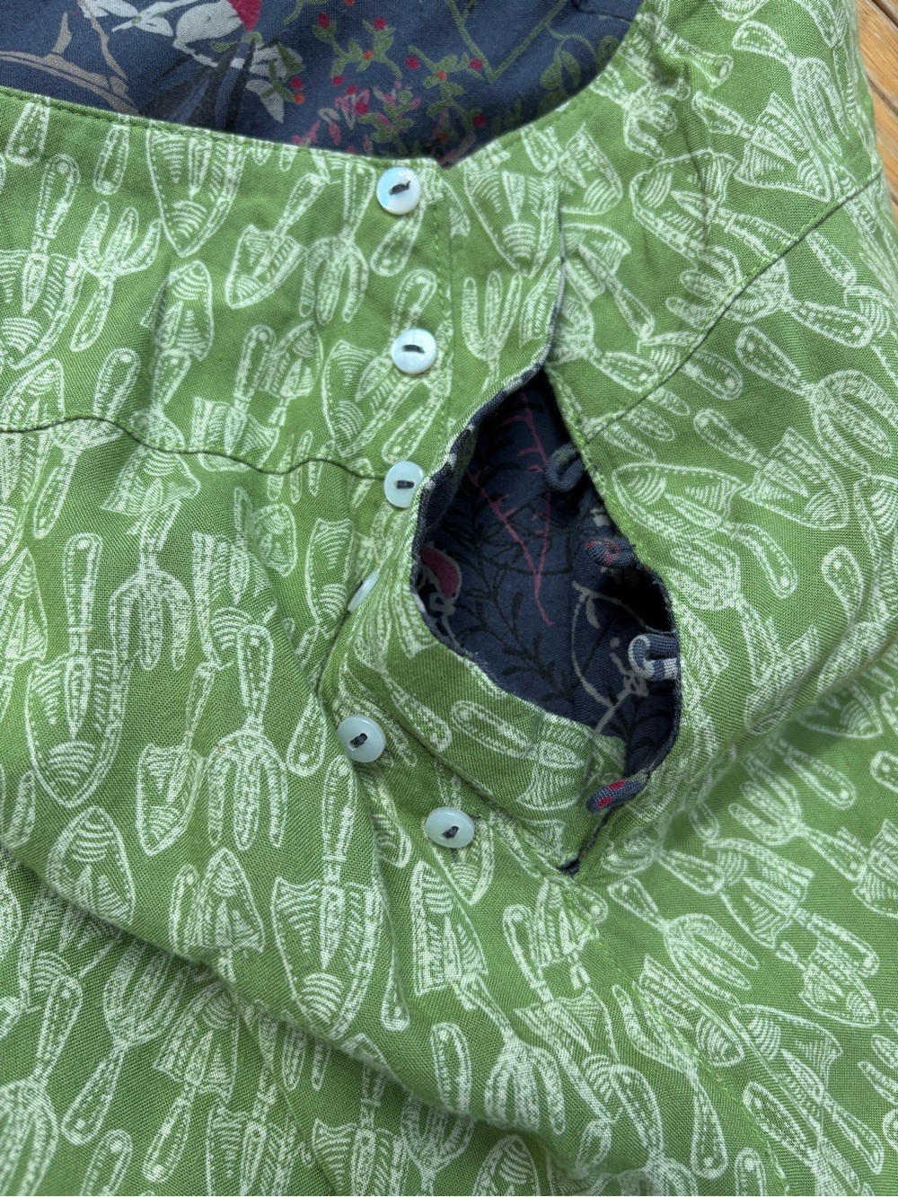 Navy Botanical & Bird Print A-Line Skirt